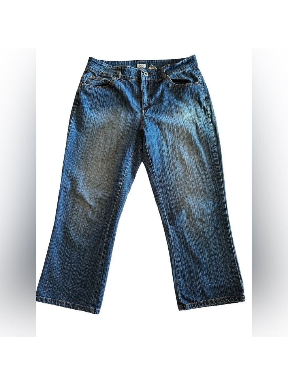 Cache Stonewashed Blue Denim Jeans Capri Womens Size 8 Straight Loose Legs